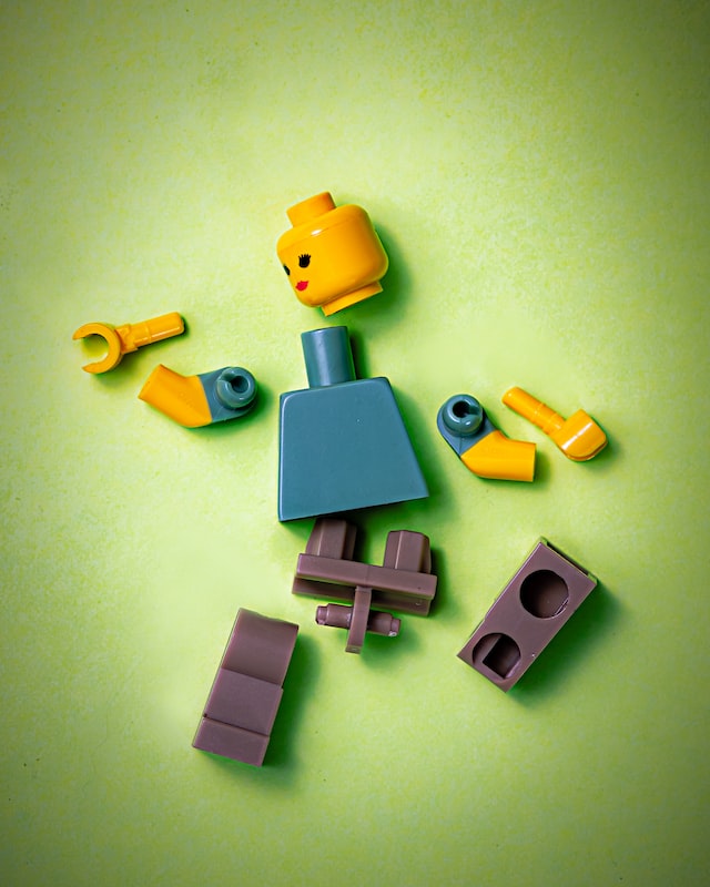Disconnected Lego person who is experiencing burnout